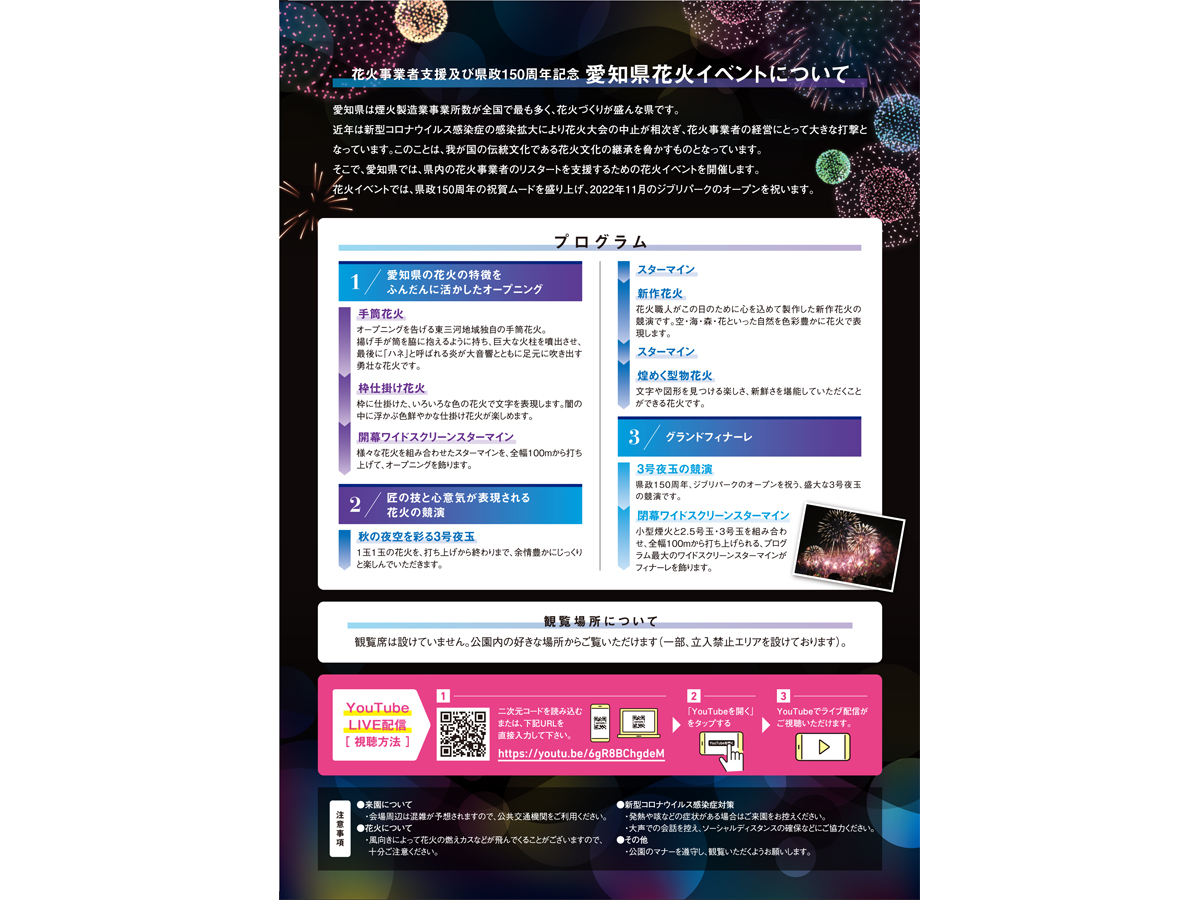 花火事業者支援及び県政150周年記念 愛知県花火イベント