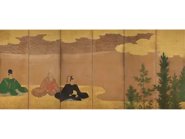 太閤花見図屏風(左隻)　桃山時代　名古屋市博物館蔵