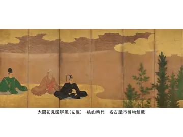 太閤花見図屏風(左隻)　桃山時代　名古屋市博物館蔵