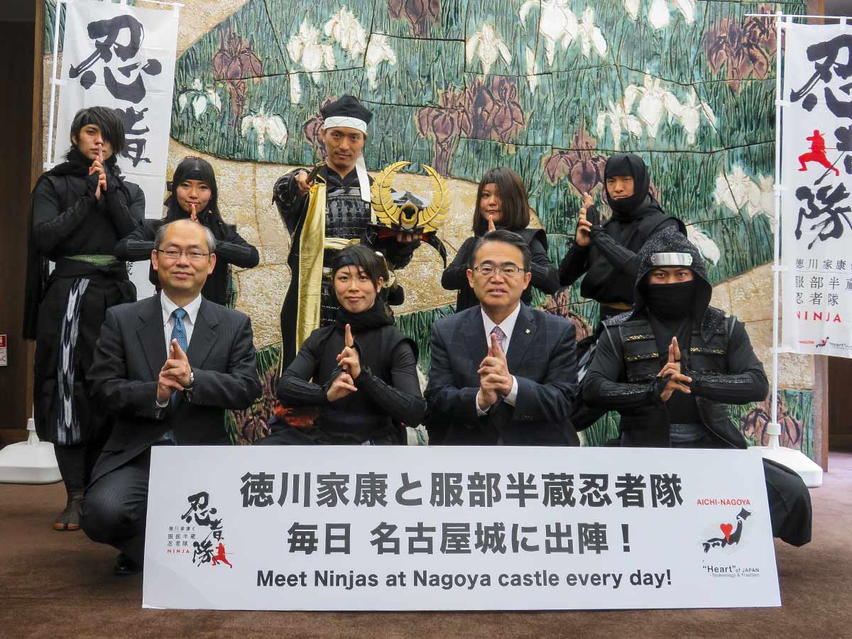 Tokugawa Ieyasu introduces newest Hattori Hanzo Ninja Team member to Aichi Governor Omura