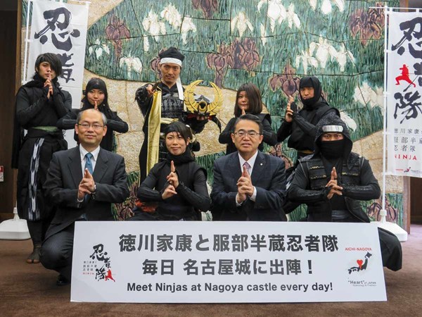 Tokugawa Ieyasu introduces newest Hattori Hanzo Ninja Team member to Aichi Governor Omura