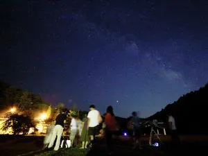 星空と幻想的なランプシェード